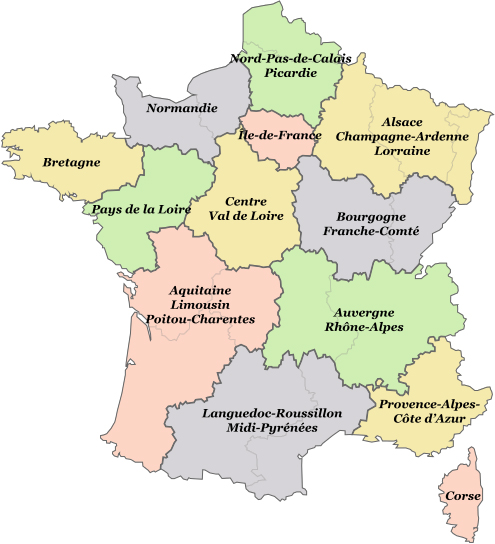 Les 13 nouvelles régions françaises