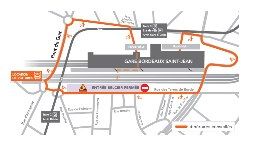 Gare de Bordeaux Saint-Jean : l'accès Belcier fermé à partir du 27 février