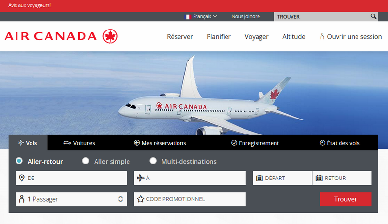 Air Canada utilise Amadeus pour son site internet