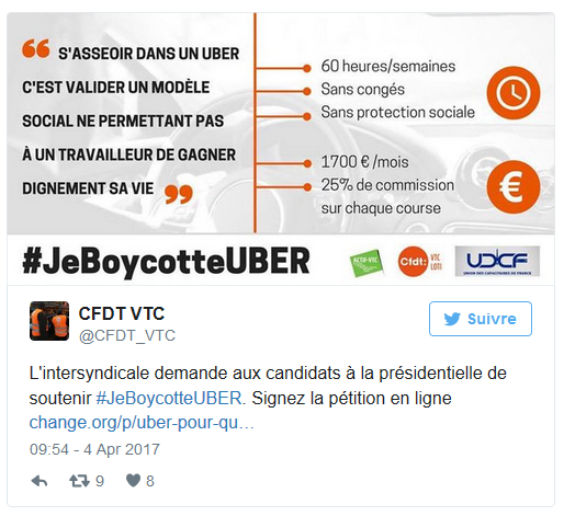 Les VTC appellent au boycott d'Uber