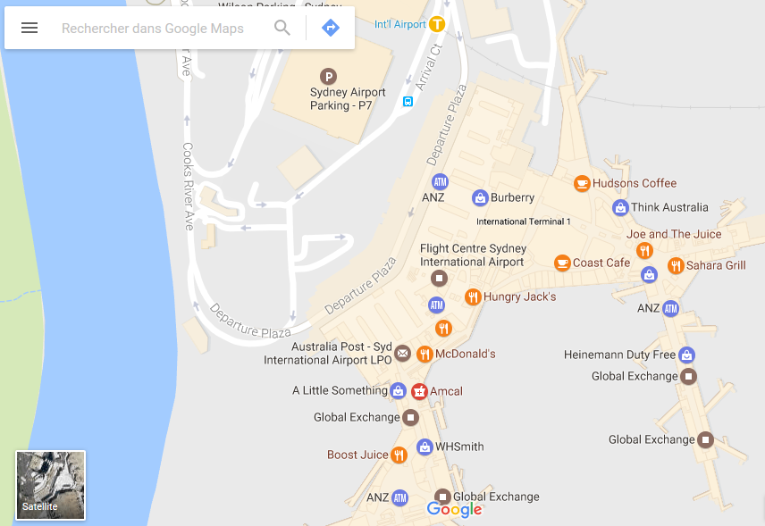 Google Map atterrit à l'aéroport de Sydney