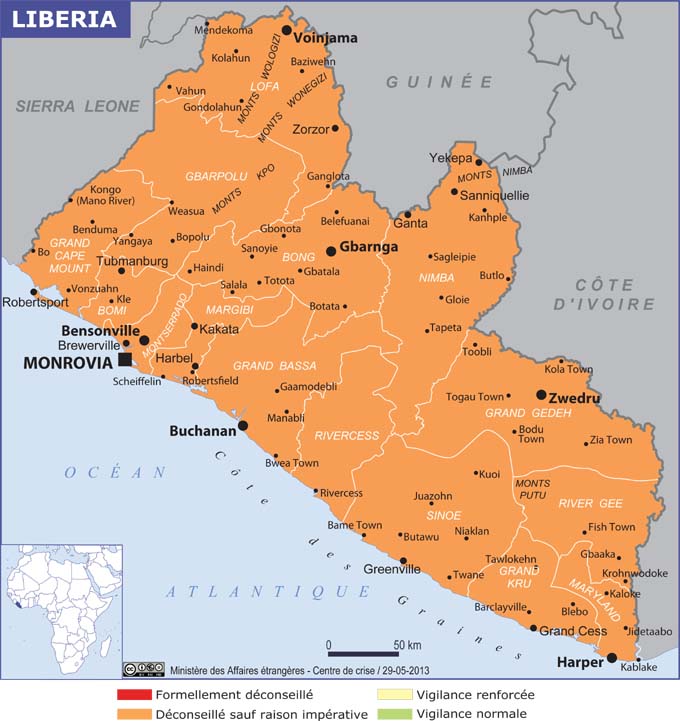 Libéria : l’ambassade de France fermée jusqu'au 23 août