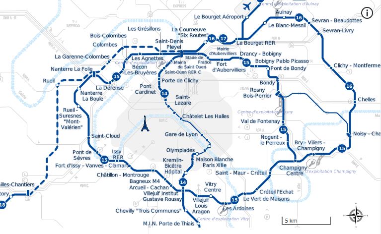 La carte du projet global du Grand Paris Express