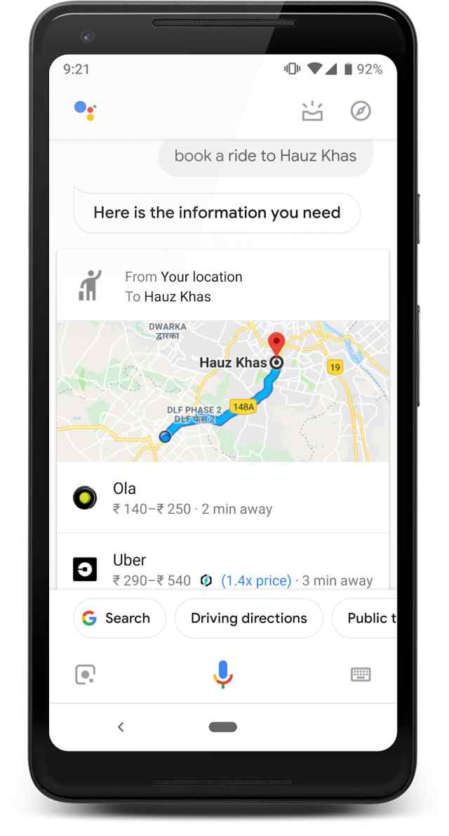 Réserver un taxi avec Google Assistant