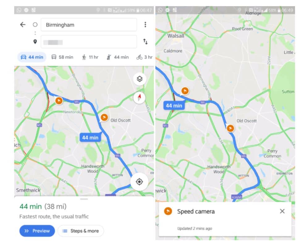 Google Maps indique désormais les limitations de vitesse et les radars