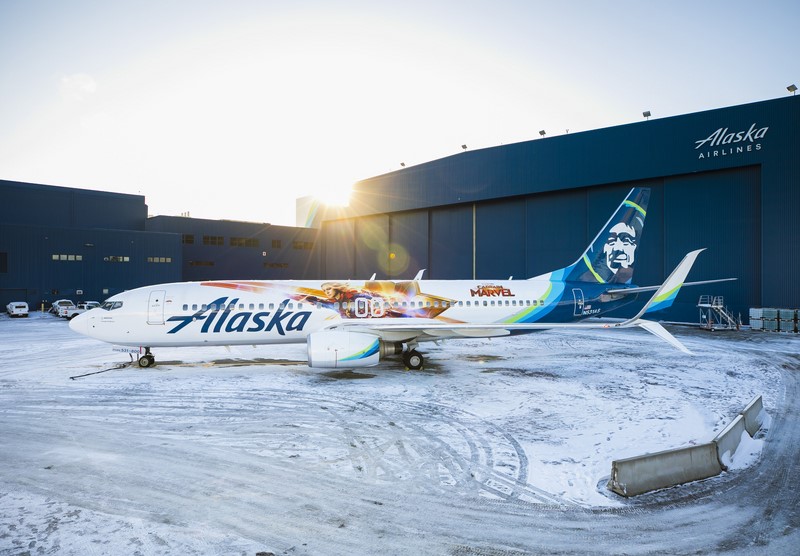 Captain Marvel décolle avec Alaska Airlines