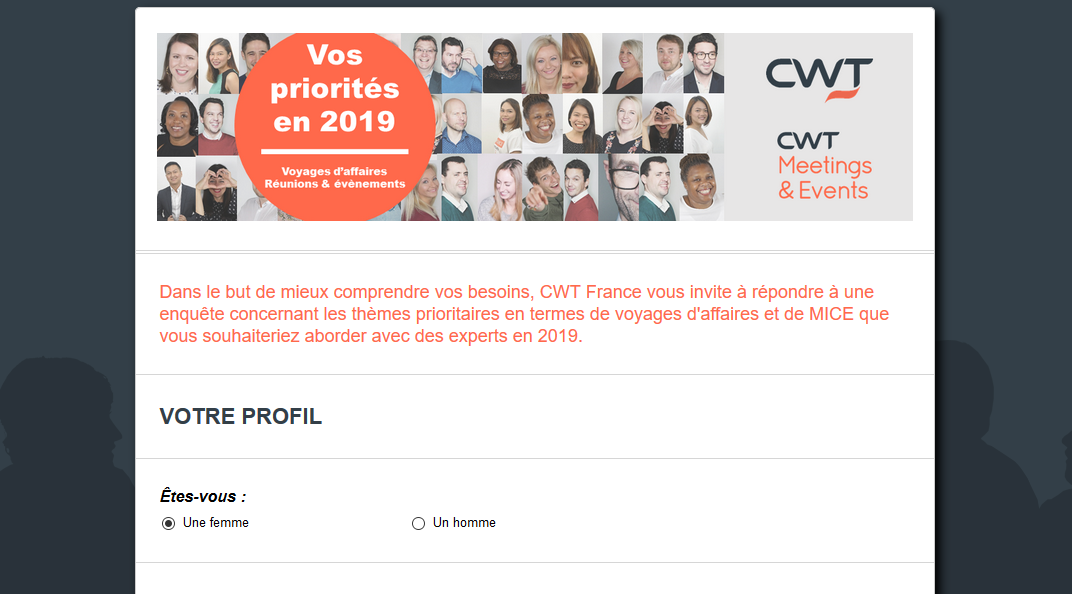 Business Travel : CWT France veut connaitre vos priorités 2019
