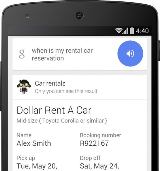 Google Now gère vos locations de voiture à la voix