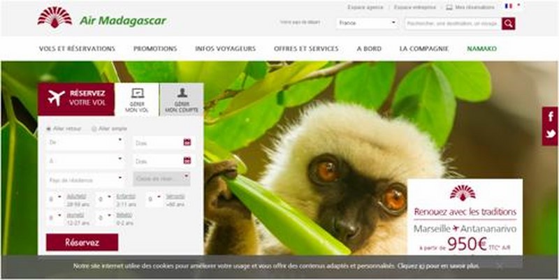 Coup de jeune pour le site web d’Air Madagascar