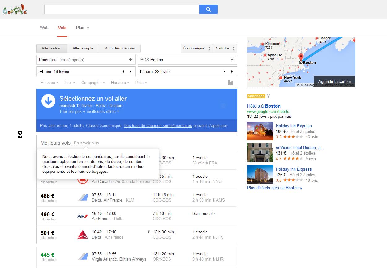 Google veut faire évoluer son service «flights»