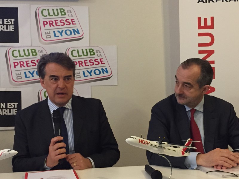 Alexandre de Juniac, PDG d'Air France – KLM et Lionel Guérin Directeur Général Délégué Hop! Air France Alexandre de Juniac, PDG d'Air France – KLM et Lionel Guérin Directeur Général Délégué Hop! Air France
