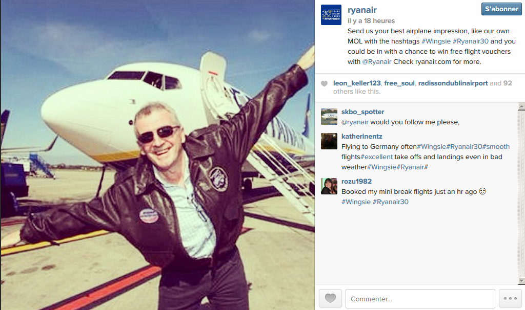 Ryanair atterrit sur Instagram