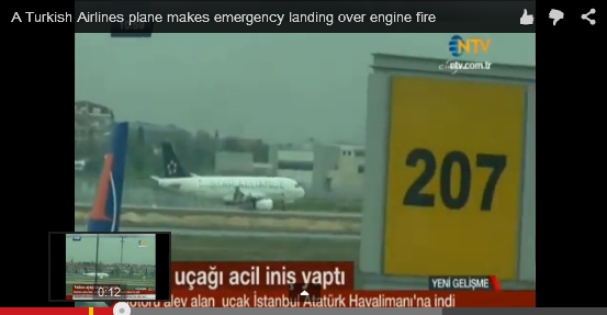 Un avion de Turkish atterrit avec un moteur en feu