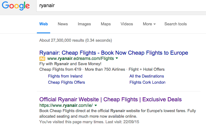 Ryanair demande plus de transparence à Google