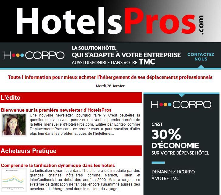 HotelsPros.com, la deuxième newsletter arrive aujourd’hui