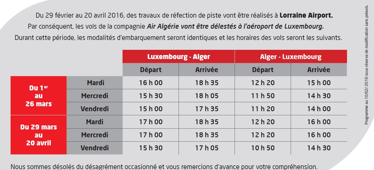 Air Algérie déleste ses vols de Metz sur l'aéroport de Luxembourg