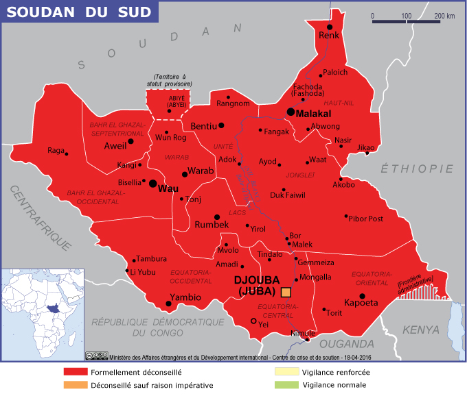 Soudan du Sud : le Quai d'Orsay conseille d'ajourner les déplacements