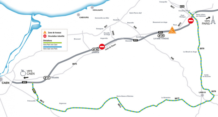 fermeture partielle de l'autoroute A13 de lundi à jeudi