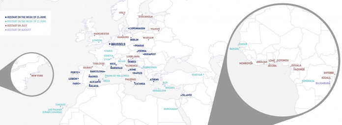 Brussels Airlines relance ses activités le 15 juin avec 59 destinations