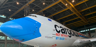 Livrée spéciale Covid-19 : un Boeing 747 avec un masque