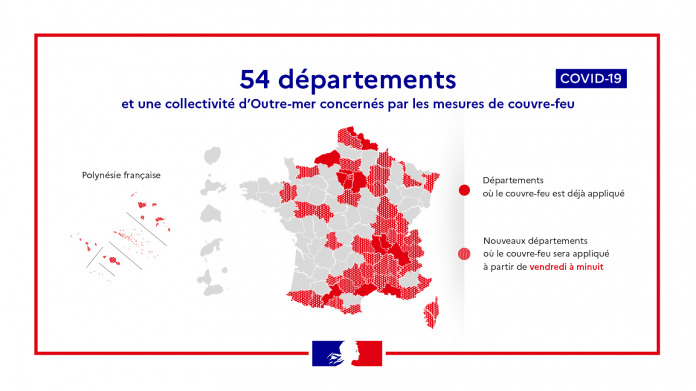 38 nouveaux départements français sous couvre-feu dès vendredi